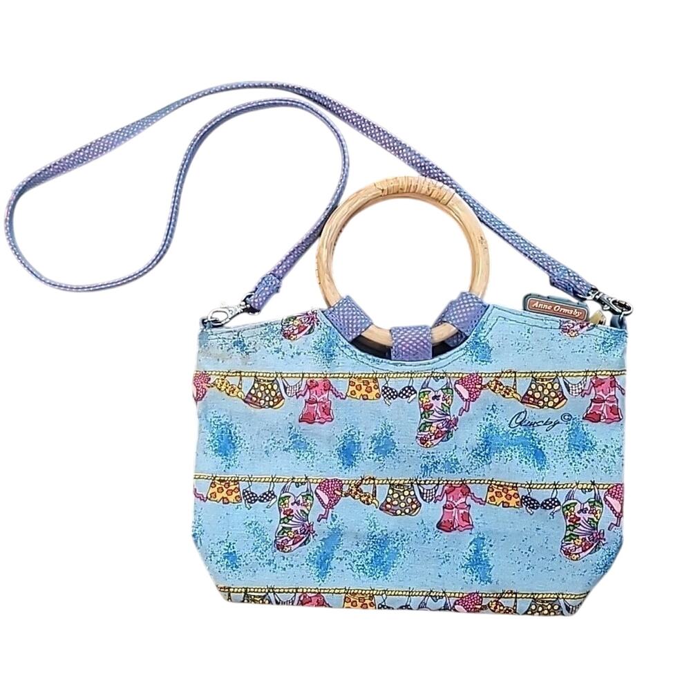 VTG Anne Ormsby Surviving Stress Canvas Crossbody Tote